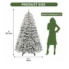 6ft/7.5ft/9ft Pre-lit Snow Flocked Christmas Tree with Remote, Hinged Pine Christmas Tree and Foldable Base for Home, Party Decoration - 4 of 4