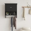 GlasFlength 27.5" Bathroom Storage Cabinets Wall Storage Cabinet Adjustable Shelf Towel Bar Wall Cabinet Elegant for Bathroom, Black - 3 of 4