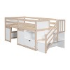 NicBex Twin Size Loft Bed Low Design Wooden Bed Frame with Drawer, Shelf, Storage Stair and Full Length Guardrail, No Box Spring Required - 3 of 4
