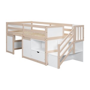 NicBex Twin Low Loft Bed with Stair,Drawer and Shelves for Kids Teens - 1 of 4