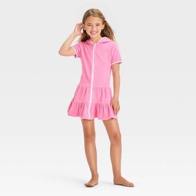 Girls' Solid Terry Cover Up Dress - Cat & Jack™ Pink M