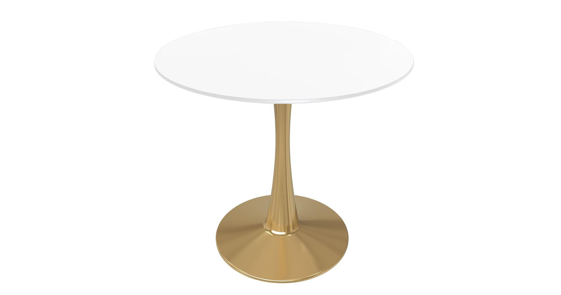 LeisureMod Bristol 24" Round Dining Table – Modern MDF Top Accent Café Table & Sturdy Steel Gold Pedestal Base for Kitchen and Small Spaces