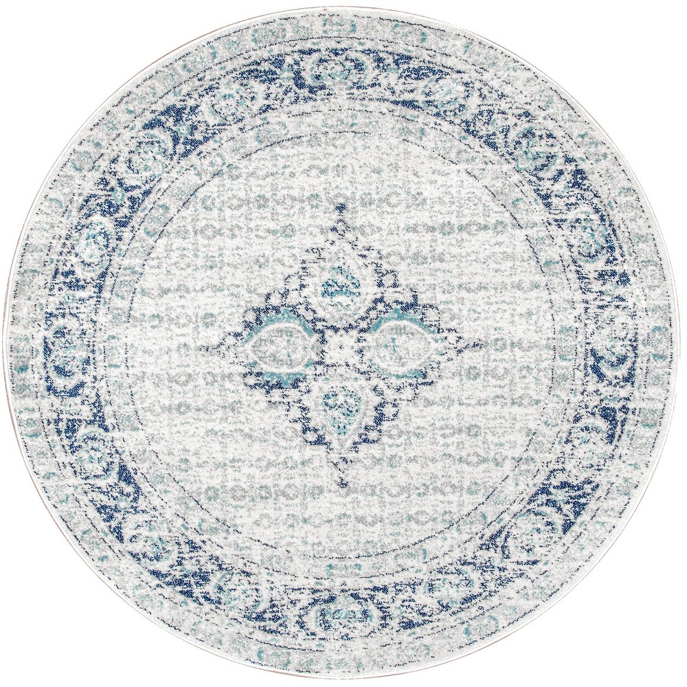 5' Round Vintage Pauley Area Rug Light Blue - nuLOOM