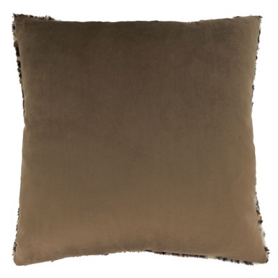 Brown Cheetah Print Faux Fur Square Throw Pillow, 22"