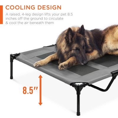 Large Gray Elevated Outdoor Pet Bed with Canopy