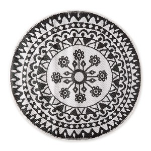 Design Imports Black Floral Outdoor Rug 5 Ft Round - 1 of 4
