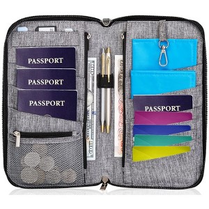 Generic Premium Family Travel Document Organizer Capacious RFID Passport Holder Wallet - 1 of 4