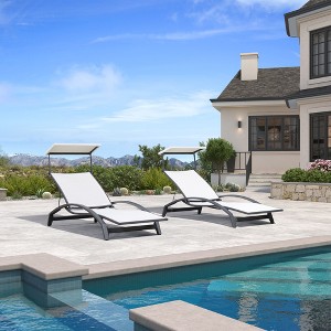 PURPLE LEAF Outdoor Chaise Lounge Chair Set of 2 Patio Pool Lounger Chairs with Wooden Armrest Sunbathing Tanning Recliner for Outside Backyard - 1 of 4