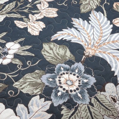 Sydney Navy Multi Reversible Cotton Full Quilt Set