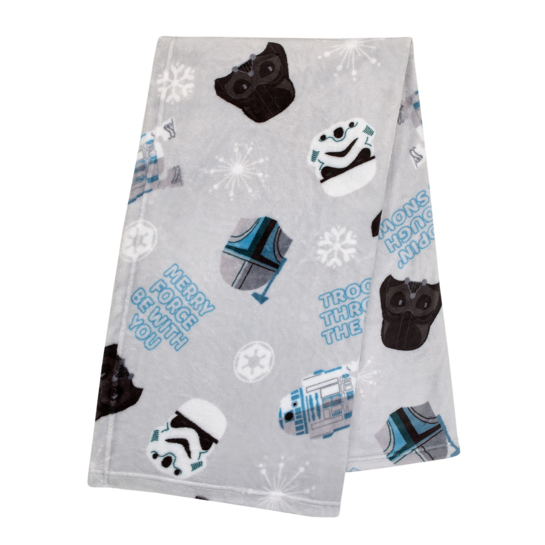 NoJo Star Wars Legacy Grey and Blue Merry Force Be With You Christmas Holiday Seasonal Toddler Blanket