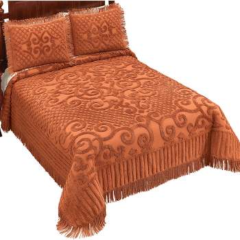 Collections Etc Isabella Elegant Scroll Design Chenille Bedspread Twin Spice