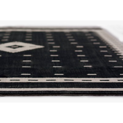 Noho Black and Ivory Rectangular Synthetic Area Rug