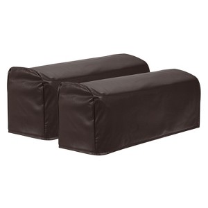 Unique Bargains PU Leather Anti-Slip Stretch Couch Arm Slipcovers 2 Pcs - 1 of 4