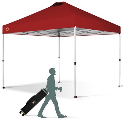 CROWN SHADES 10x10 Pop Up Canopy - Beach Tent with One Push Setup - Easy Outdoor Sun Shade for Events, Parties, Camping - Gazebo with STO-N-Go Cover Bag, Silver Coated Top