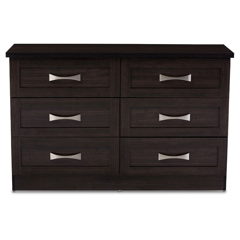 Colburn Modern and Contemporary 6 Drawer Wood Storage Dresser Dark Brown Finish - Baxton Studio, 3 of 7