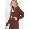 Slickblue Women's Fleece French Terry Hoodie Jacket, Zip Up with Drawstring, Long Sleeve, Sepia Color, Size S-L - 3 of 4