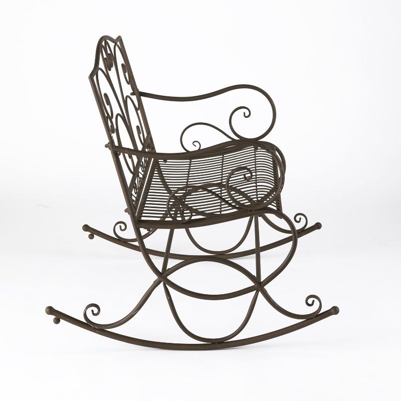 The Lakeside Collection Decorative Wrought Iron Outdoor Metal Rocking Bench, 2 of 8
