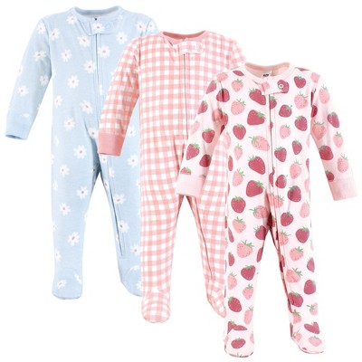 Hudson Baby Girls Cotton Sleep and Play, Strawberry Love