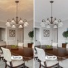LLHZSY 36 3/5" Wide Vintage Ceiling Chandelier With Small Wrinkled Chrysanthemum Glass, 8-Light Fixture Adjustable Height-Bronze - 4 of 4