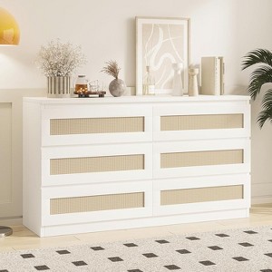 Acekool Rattan Dresser - Modern Farmhouse 6-Drawer Storage - 1 of 4
