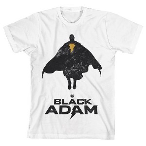 Black Adam Silhouette Image with Logo White T-Shirt Toddler Boy to Youth Boy - 1 of 2