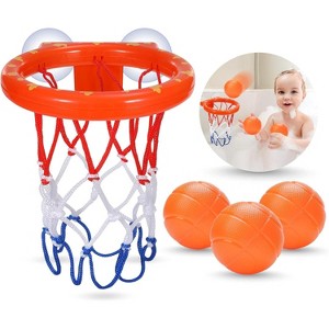 Bathtub Basketball Set with Suction Cup 3 No Hole Balls Shower Toy for Kids 4-8 Years - 1 of 4