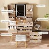 Gulches 7-Drawer Vanity Desk with Mirror & Carved Fluted Details, Metal Legs PU Stool Dressing Table with Jewelry Storage for Bedroom - 4 of 4