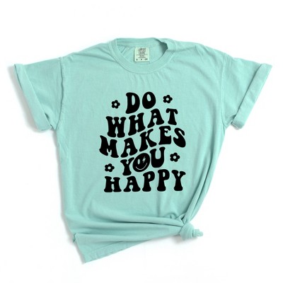 Simply Sage Market Women's Makes You Happy Smiley Face Short Sleeve Garment Dyed Tee