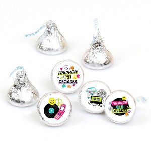 Big Dot of Happiness Through the Decades - 50s, 60s, 70s, 80s, and 90s Party Round Candy Sticker Favors - Labels Fits Chocolate Candy (1 sheet of 108) - 1 of 4