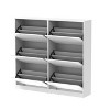 Vynxaria Vertical Shoe Storage Cabinet - 6-Tier Organizer with Carved Panels, White Finish, 45"W x 9.3"D x 42"H - 4 of 4