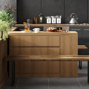 FUFU&GAGA Wooden Kitchen Island Extendable Desk Kitchen Cabinet Adjustable Tabletop Table - 1 of 4