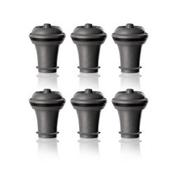 Vacu Vin Wine Stopper Pack of 6 Gray: Vacuum Wine Saver & Preserver, Dishwasher-Safe Plastic, 1.5" Height