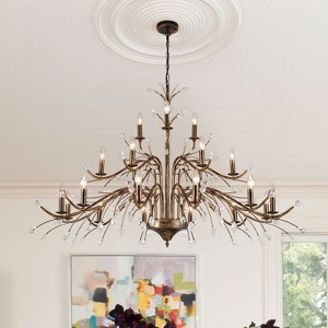 LLHZSY 21-Lights Farmhouse Retro Tree Branch Crystal Chandelier Candle-Style Pendant Light - 1 of 4