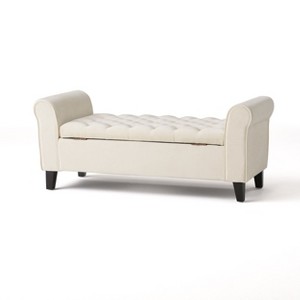 NicBex Modern 50" Storage Bench Wood Accent Stool with Button Tufted and Armrests for Bedroom and Living Room - 1 of 4
