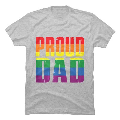 Adult Design By Humans Rainbow Pride Proud Dad By Luckyst T-Shirt - Athletic Heather - Medium