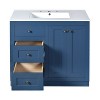 YOOCOZZ 36" Freestanding Bathroom Vanity with Ceramic Sink,2 Drawers, Shelf and MDF Board-Blue - 4 of 4