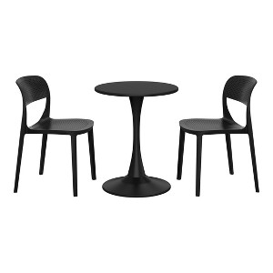 WestinTrends Playa 3-Piece Round Metal Bistro Dining Table Set And Stackable Resin Patio Dining Side Chairs - 1 of 4