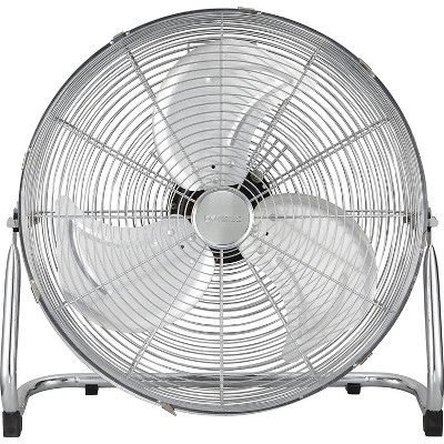 Optimus F-4182 Heavy Duty Aluminum Blades 12 Inch 3 Speed Front Mounted Control Industrial Grade Floor Fan with Safety Wire Grill, Chrome