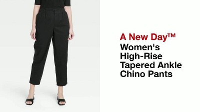 Women's High-Rise Pleat Front Tapered Chino Pants - A New Day Black 14