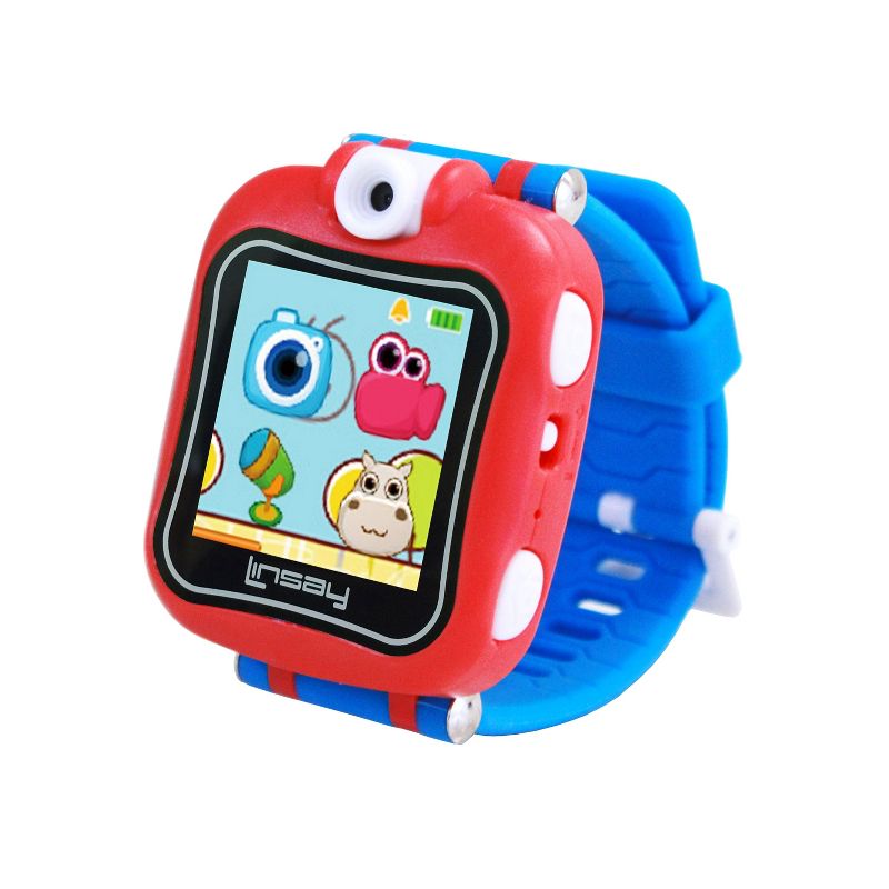 LINSAY Kids Smart Watch Selfie Camera with HD 90 Degrees Blue with Learning applications games for educational purposes and memory enhancement, 1 of 2