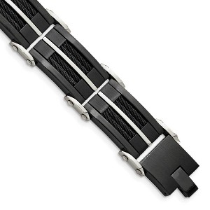 Black Bow Jewelry 17.5mm Stainless Steel & Black Plated Wire Link Bracelet, 8.75 Inch - 1 of 4