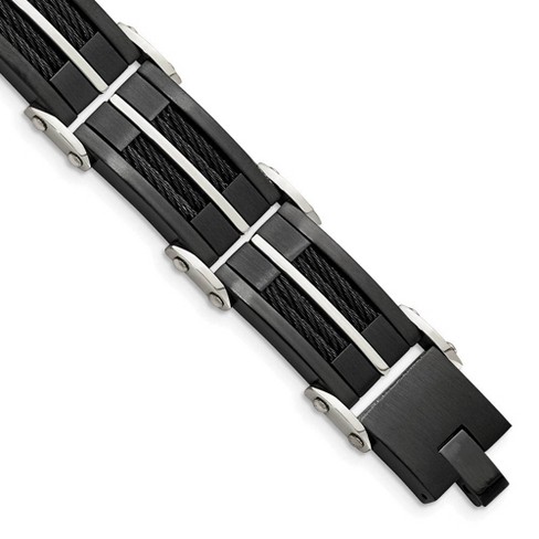 Black Bow Jewelry 17.5mm Stainless Steel & Black Plated Wire Link Bracelet, 8.75 Inch - image 1 of 4