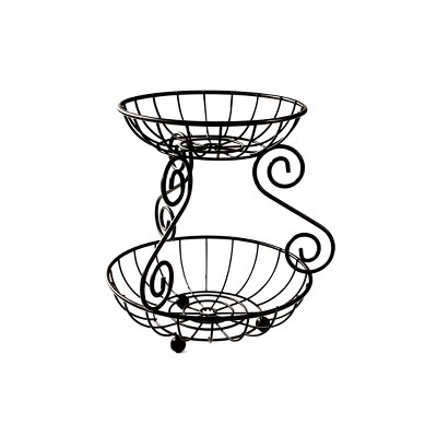 Spectrum Diversified Scroll 2 Tier Serve Black: Metal Decorative Trays & Platters, 16" x 12.25", 11.13 lbs
