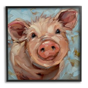 Stupell Industries Modern Pig Portrait Farm Animal Framed Giclee Art - 1 of 4