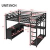 Queen Size Metal Loft Bed with Storage Cubes and Shelves - 3 of 4