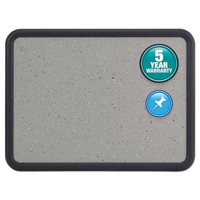 Quartet Contour Granite Board, 36 x 24, Granite Gray Surface, Black Plastic Frame