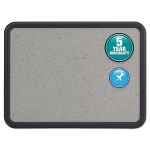 Quartet Contour Granite Board, 36 x 24, Granite Gray Surface, Black Plastic Frame - 1 of 4
