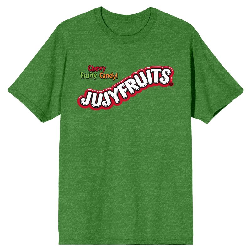 JujyFruits Bold Candy Logo Crew Neck Short Sleeve Kelly Green Heather Men's T-shirt, 1 of 4