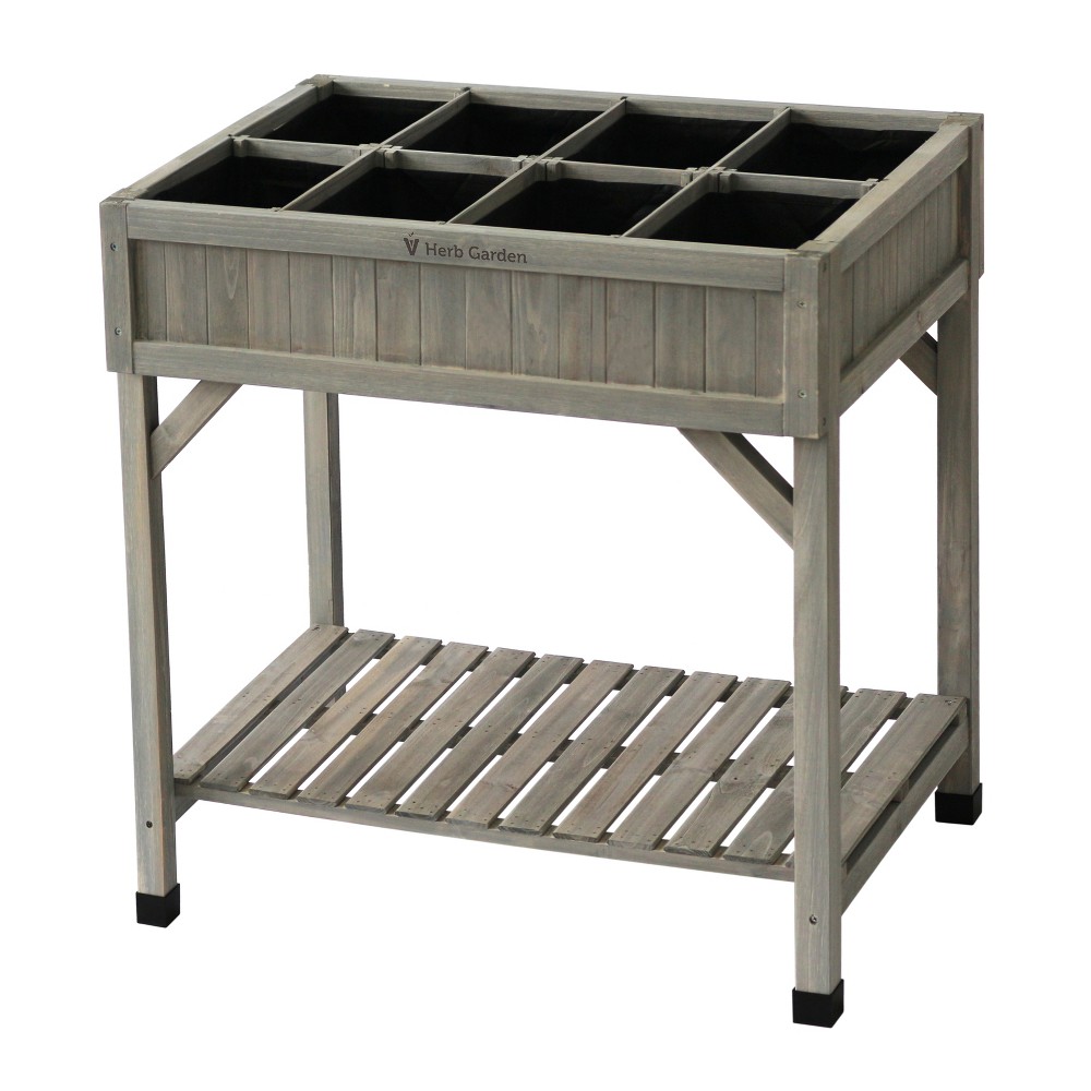 31.5"H Square Wood Planter - Gray - VegTrug