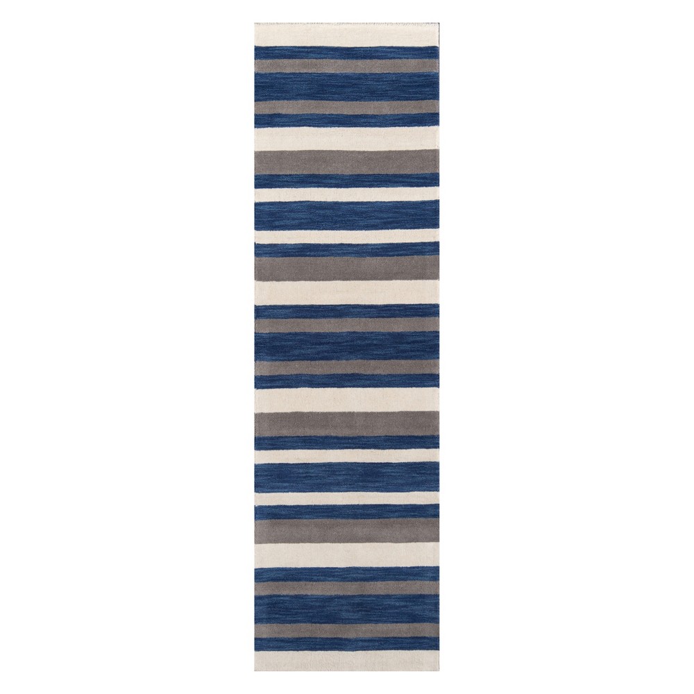  Stripe Tufted Runner Navy